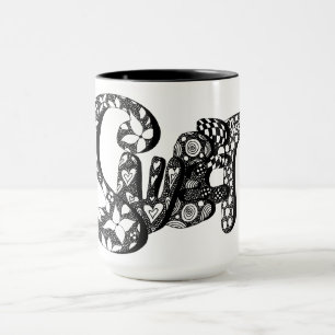 Söt, Bubble Brev Art, Boho, Hippie Art Mugg