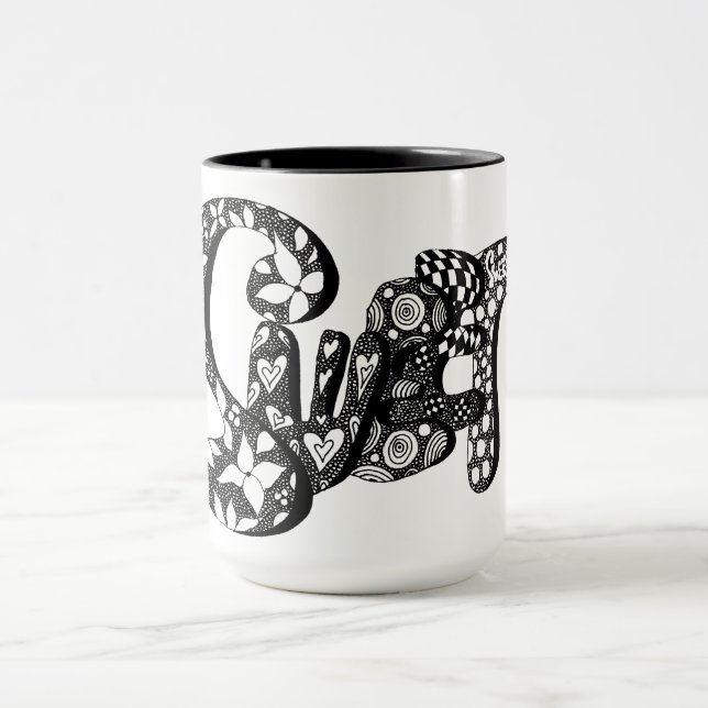 Söt, Bubble Brev Art, Boho, Hippie Art Mugg (Center)
