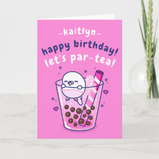 Söt Bubble Tea-fest Pun-fylld Cartoon Födelsedag Kort