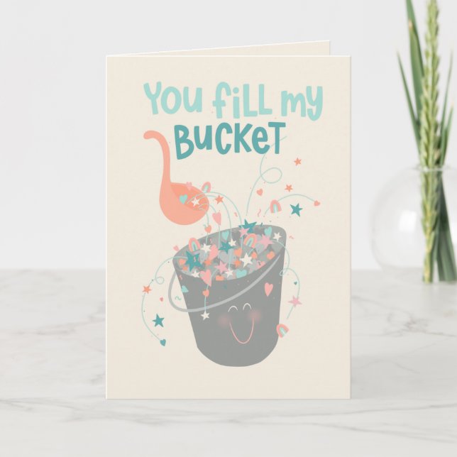Söt Bucket Filler Alla hjärtans dag-design Kort (Framsida)