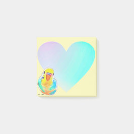 Söt Budgerigar Parakeet Rainbow Ombre Heart Post-it Block