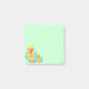 Söt budgerigar parakitfåglar grönt söt post-it block