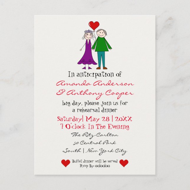 Söt budget repetition middag inbjudan (Framsida)