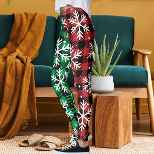 Söt Buffalo-rutig mönster Snöflingor Jul Leggings