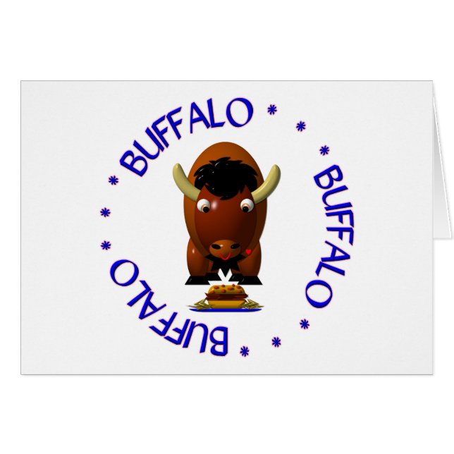 Söt Buffel med Nötkött på Weck och Buffalo Wings Hälsningskort (Framsidan Horizontal)