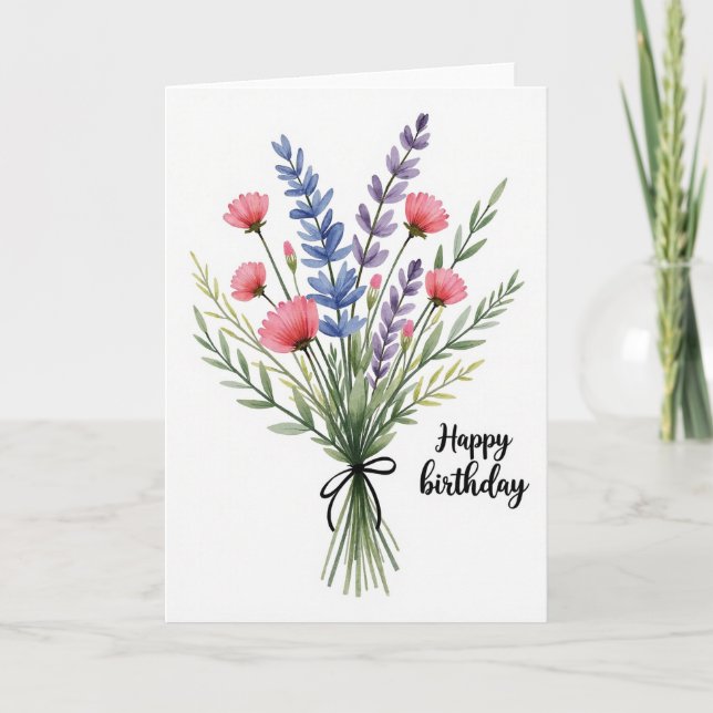 Söt bukett av vilda blommor kort (Framsida)