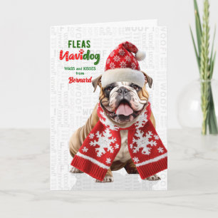 Söt Bulldog Ganska Lopp Navidog med Namn Helgkort