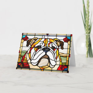 Söt Bulldog Glasfärgad Kort