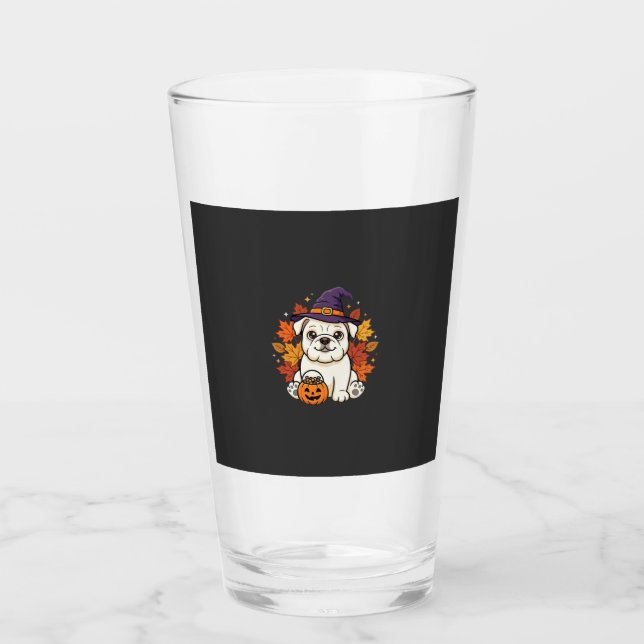 Söt Bulldog Halloween Pumpa Hund Design_1 Glaskopp (Framsida)