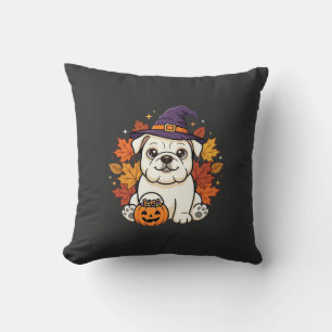 Söt Bulldog Halloween Pumpa Hund Design_1 Kudde