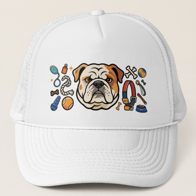 Söt Bulldog med hundleksaker design Keps (Framsida)