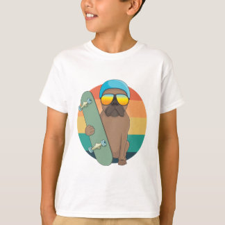 Söt bulldog med skridbord T-Shirt