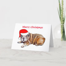 Söt Bulldog Santa Hatt Jul