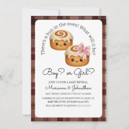 Söt bulle i ugnen pojke flicka bebis avslöjande inbjudningar