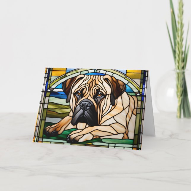 Söt Bullmastiff-glasmosaik-kort Kort (Framsida)