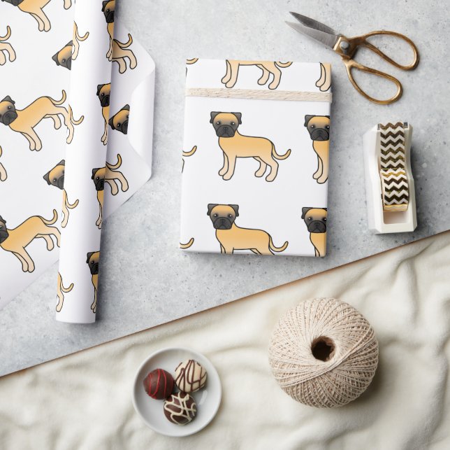 Söt Bullmastiff i Fawn färg Tecknad Hundmönster Presentpapper (Hantverk)