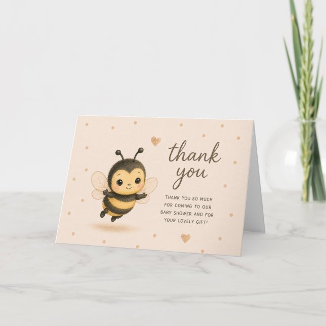 Söt Bumblebee Baby Shower Tacksamhetskort Kort (Framsida)