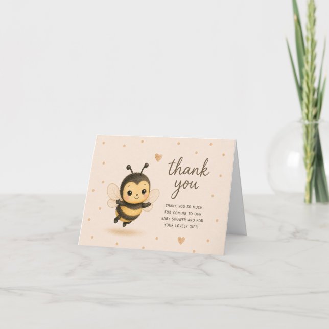 Söt Bumblebee Baby Shower Tacksamhetskort Tack Kort (Framsida)
