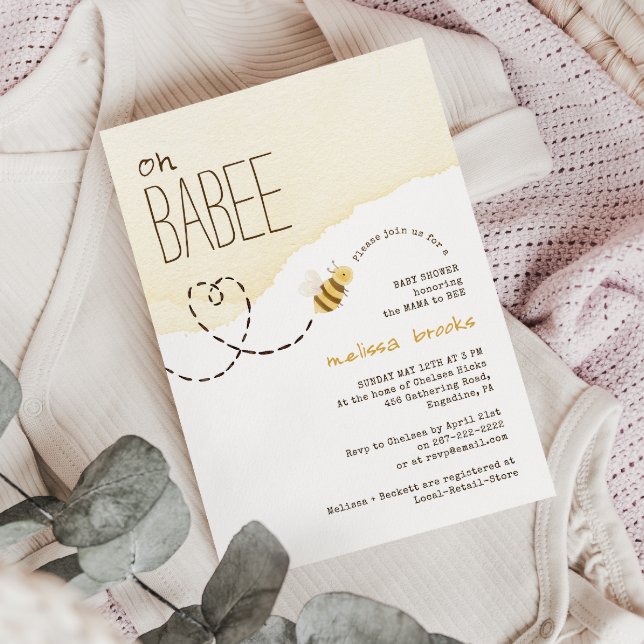 Söt Bumblebee "Oh Babee Baby Shower" Inbjudningar (Skapare uppladdad)