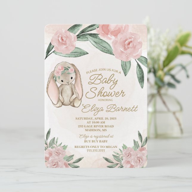 Söt Bunny Baby Shower-inbjudan Inbjudningar (Stående Fram)