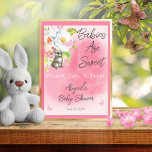 Söt Bunny Baby Shower Spädbarn är sötat Poster<br><div class="desc">Söt liten rosa-flickdusch "Spädbarn Is Sweet" "Ta ett Beat"-tecken kompositdesign av Helgdag Hearts Designer.</div>