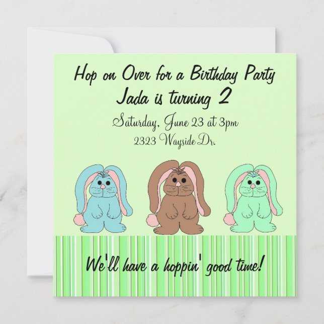 Söt Bunny Birthday-inbjudan Inbjudningar (Framsida)