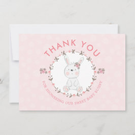 Söt Bunny Blommigt Baby Shower Tack Photo Anteckningskort