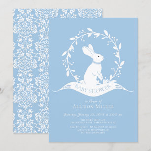 Söt Bunny Boys Baby Shower-inbjudan Inbjudningar