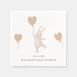 Söt Bunny med Heart Balloon Baby Shower Pappersservett