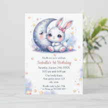 Söt bunny och den halvmåne måne födelsedag