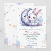 Söt bunny och måne babydusch