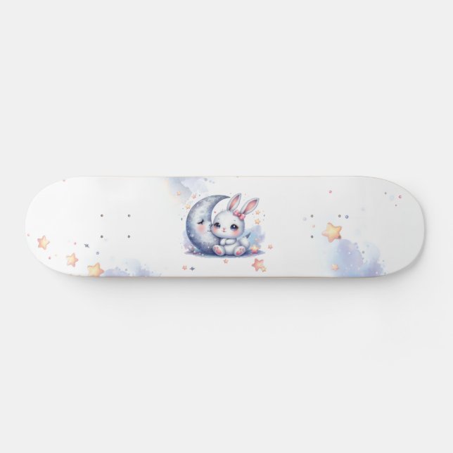 Söt bunny och måne barn mini skateboard bräda 18,5 cm (Horz)
