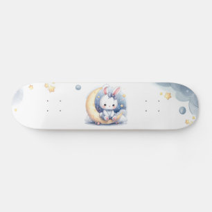 Söt bunny och måne barn mini skateboard bräda 18,5 cm