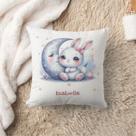Söt bunny och måne-ungarna. kudde