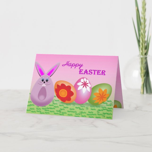 Söt Bunny och Påskägg Helgkort (Framsida)