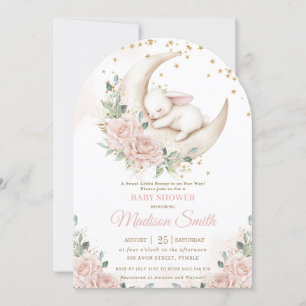 Söt Bunny Rosa  Blommigt Babykläder Inbjudningar