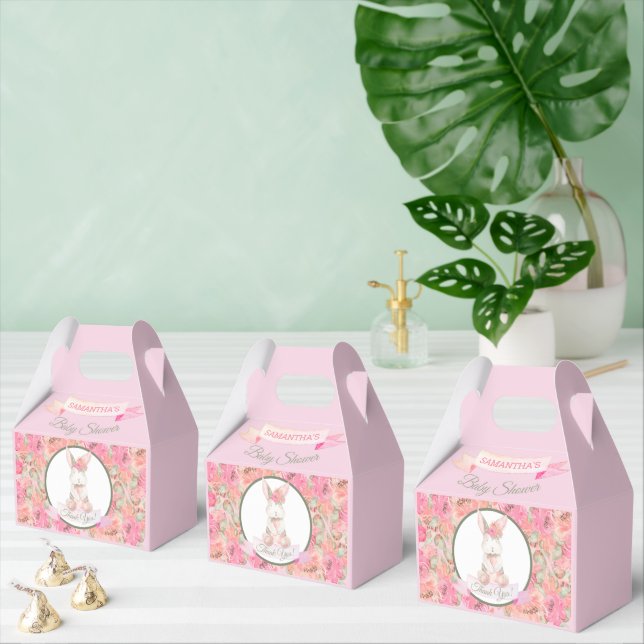 Söt Bunny Watercolor Flowers Baby Shower Presentaskar (Multipel)