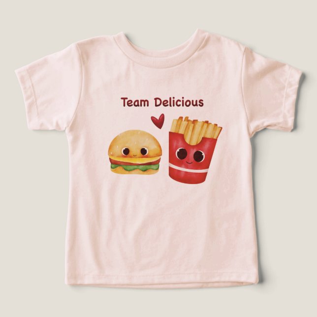 Söt Burger & Fries Bästa Vänner Baby T-Shirt (Design Framsida)
