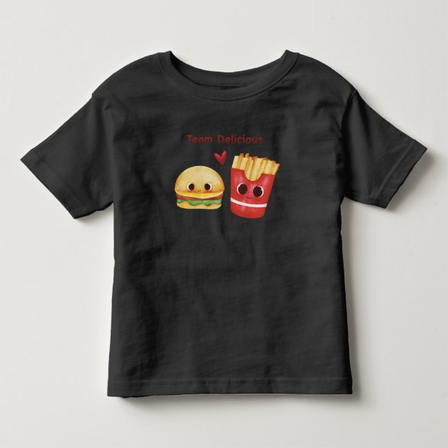 Söt Burger & Fries Bästa Vänner Baby T-Shirt (Framsida)