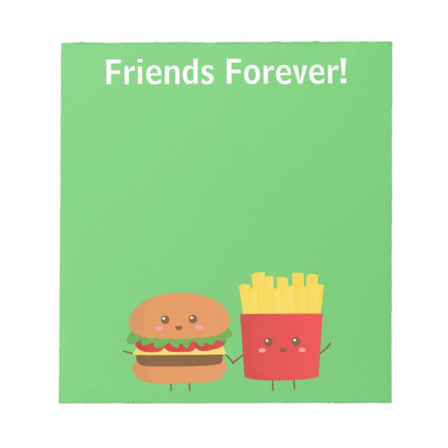 Söt Burger och pommes frites Vänner för alltid Anteckningsblock (Framsida)