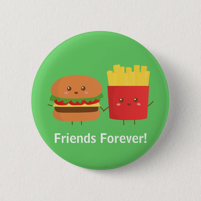 Söt Burger och pommes frites vänner för alltid Knapp (Framsida)