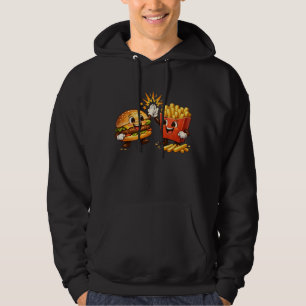 Söt Burger och Pommes Hög Fem Kawaii Konst Hoodie