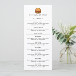 Söt Burger-restaurang Meny