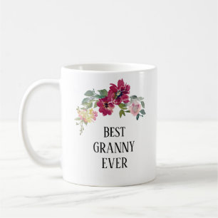 Söt burgundi blommigt best Granny nånsin Kaffemugg