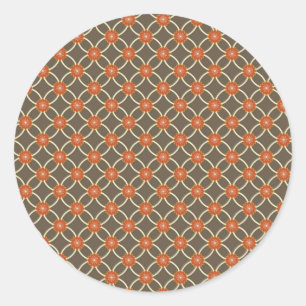Söt Burnt Orange och Brown Fall Mönster-gåvor Runt Klistermärke