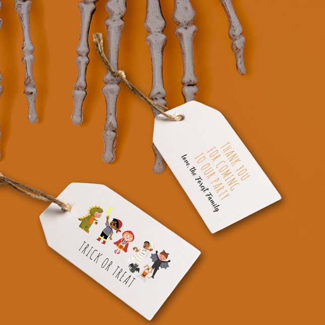 Söt bus eller godis till barn Halloween-fest prese Presentetikett (Cute Trick or Treat Kids Halloween Party Gift Tags)