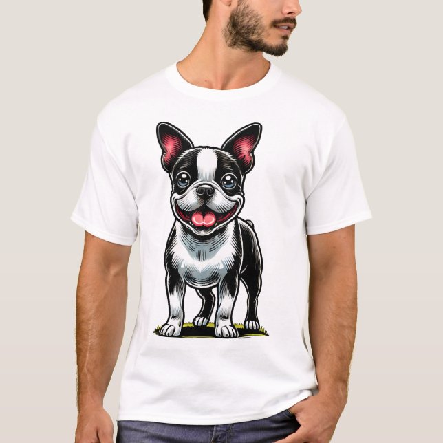 Söt Bustie Hund T Shirt (Framsida)