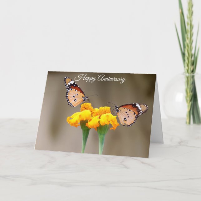 Söt Butterflies-årsjubileum-gratulationskort Kort (Framsida)