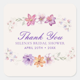 Söt Butterflies Blommigt Möhippa Fyrkantigt Klistermärke