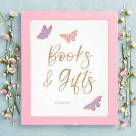 Söt Butterflies Bokar och Gifts Baby Shower Fototryck